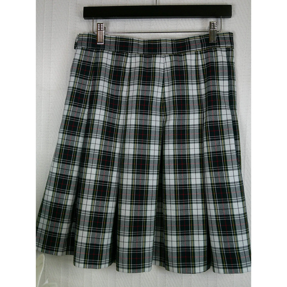 School Apparel Women's (Size 8/Waist 30) Y2K Preppy Black Plaid Pleated Skirt - Picture 2 of 7